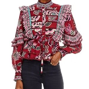 FARM Rio Multicolor Floral Ruffle Blouse